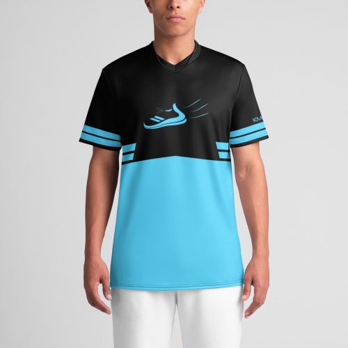 KMG Mk III Sky Blue Premium Mens V-neck Sports Jersey front