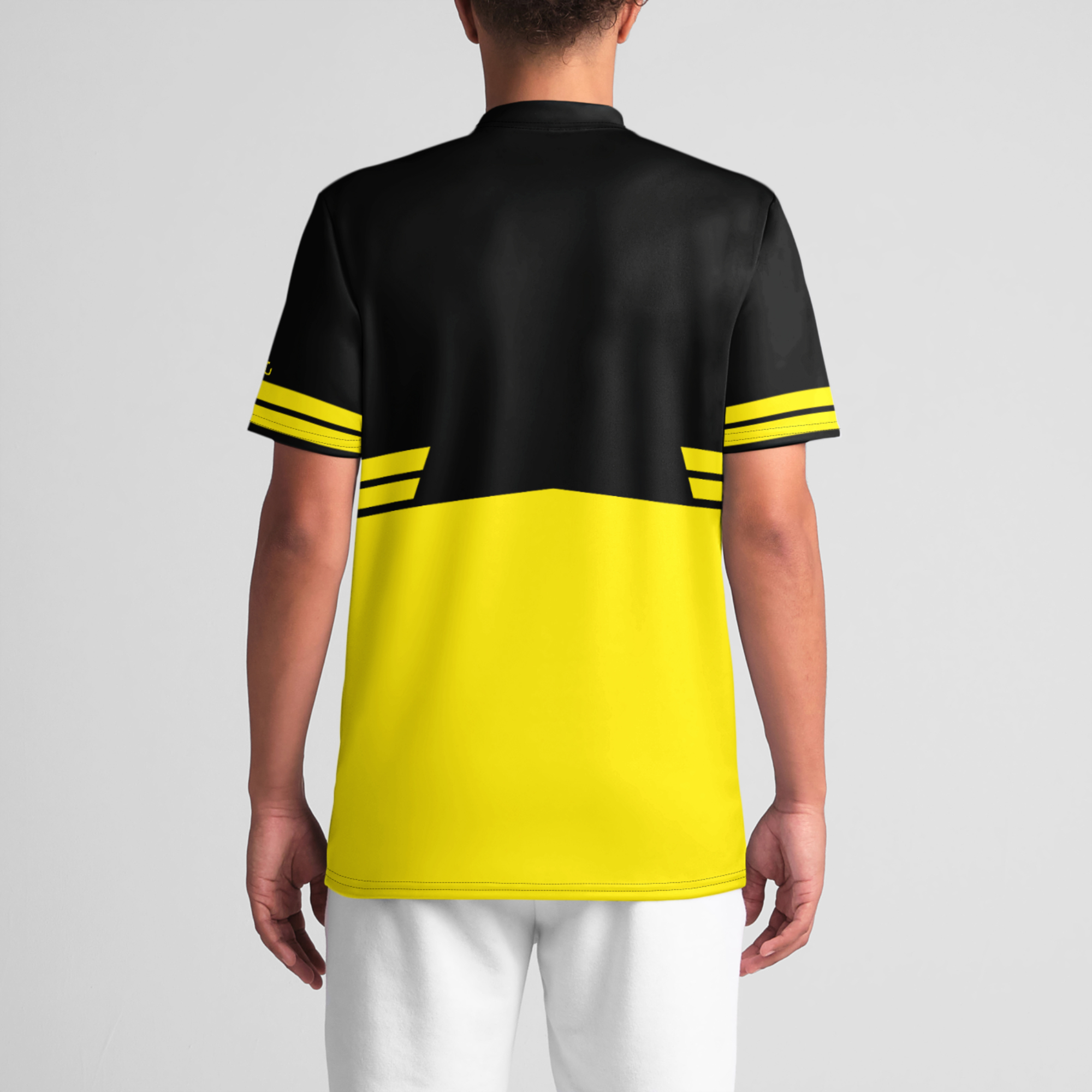 KMG Mk III Yellow and Black Attack V-neck Jersey back