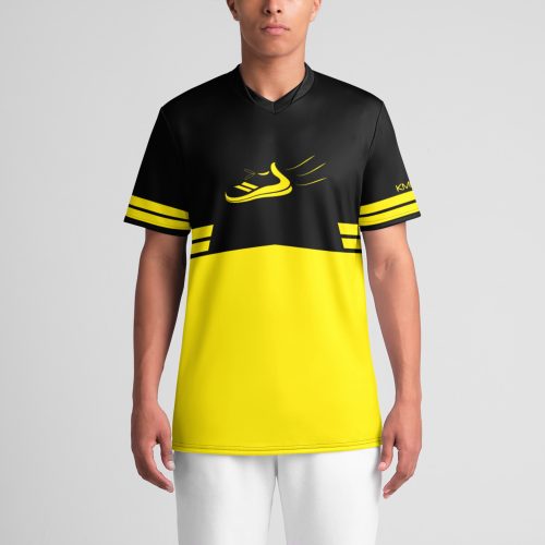 KMG Mk III Yellow and Black Attack V-neck Jersey front