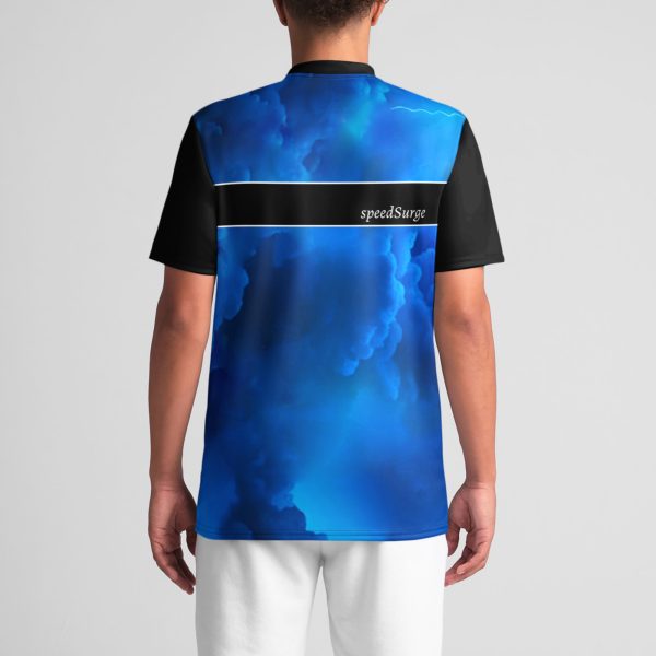 speedSurge Blue minimalist design V-neck premium jersey back