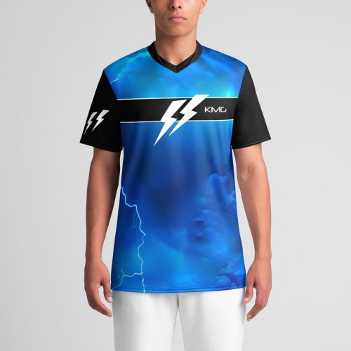 speedSurge Blue minimalist design V-neck premium jersey front