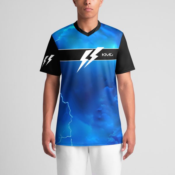 speedSurge Blue minimalist design V-neck premium jersey front