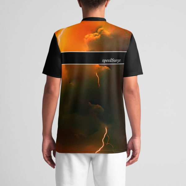 speedSurge Orange minimalist V-neck premium jersey back view