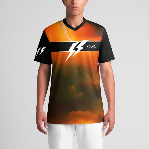 speedSurge Orange minimalist V-neck premium jersey front view