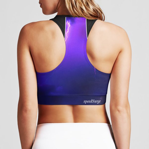 KMG II speedSurge Violet Zipup Sports Bra black zipper back view