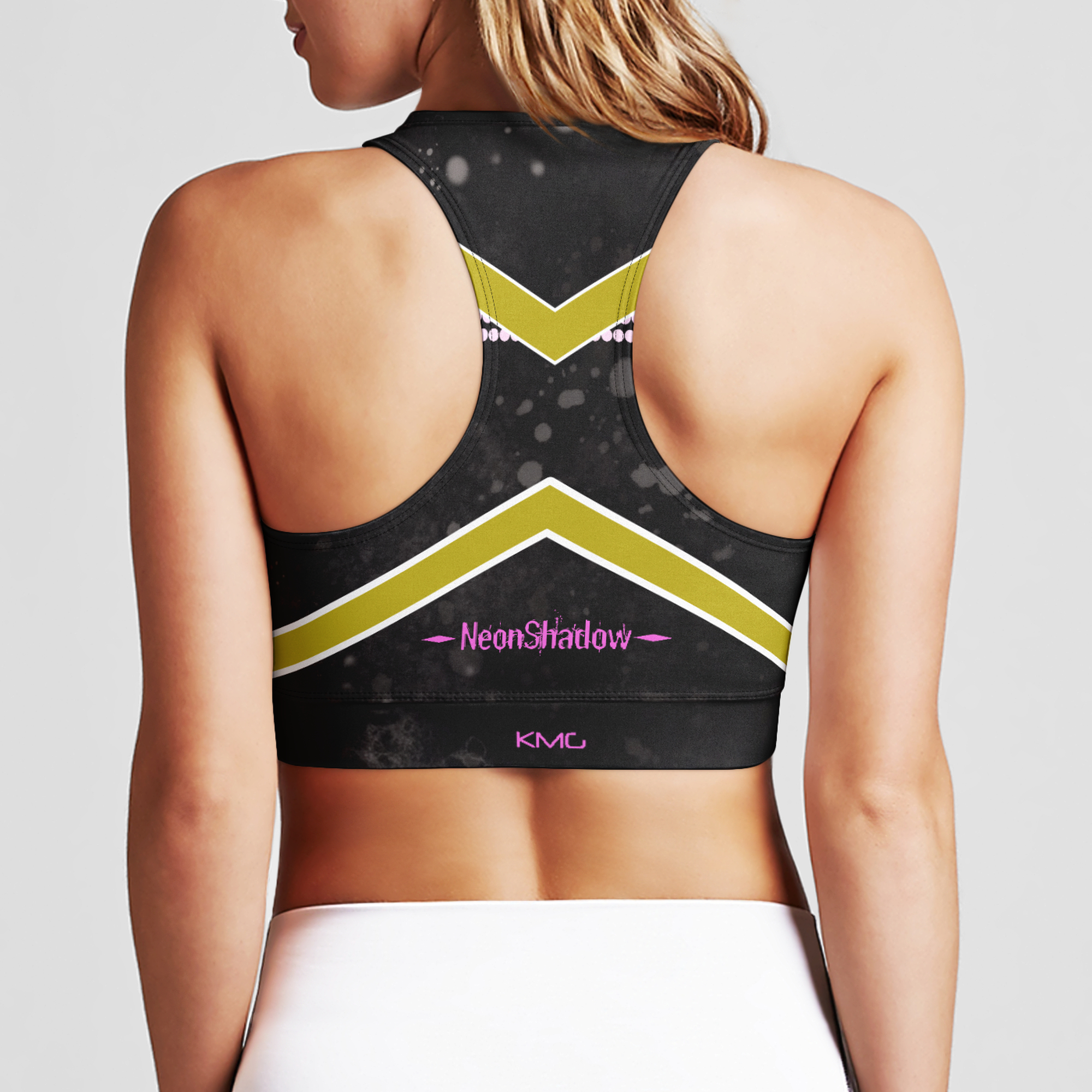 KMG Mk IV Neon Shadow Series Premium Zipup Sports Bra back view