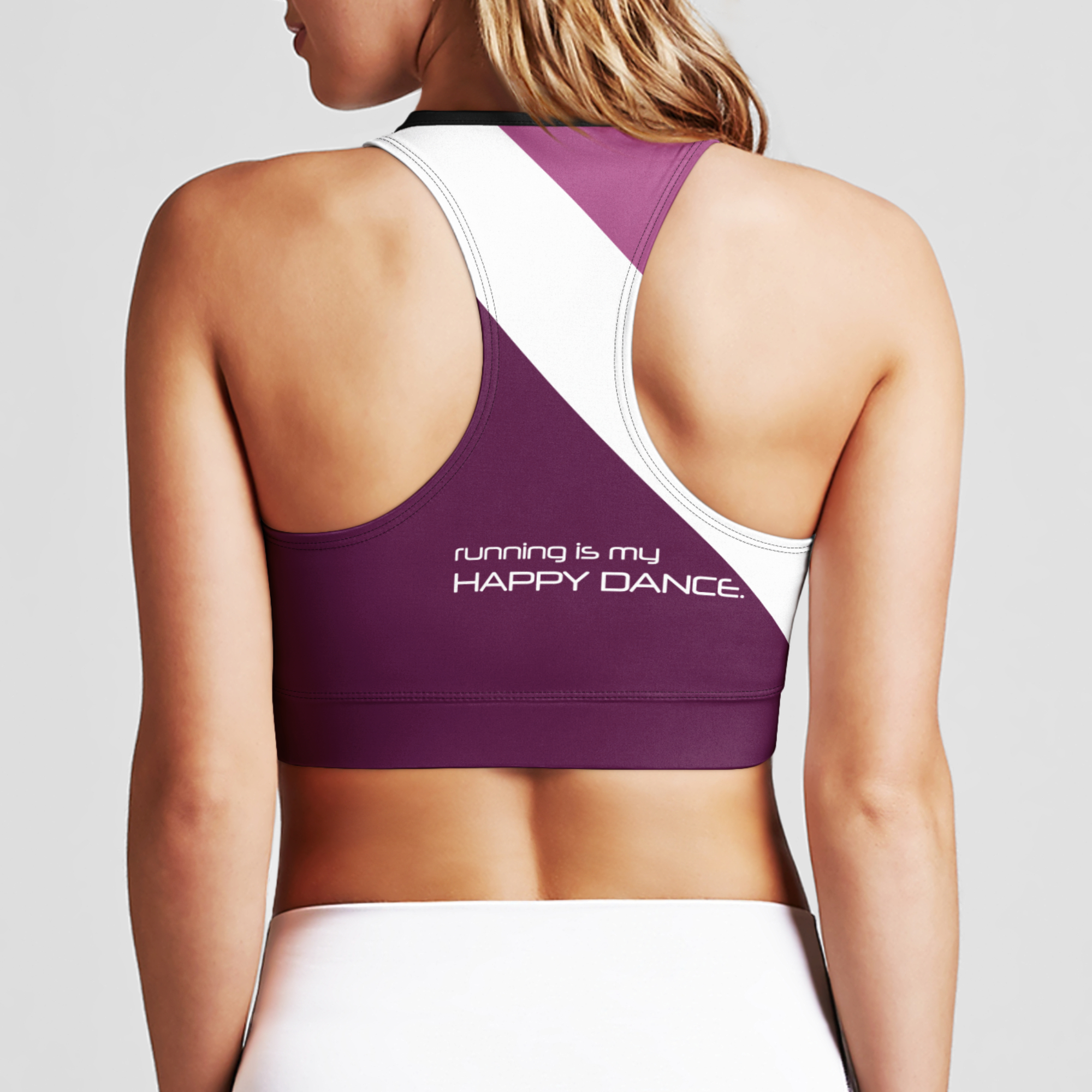 KMG Mk I Royale Running is My Happy Dance Zipup Sports Bra back view