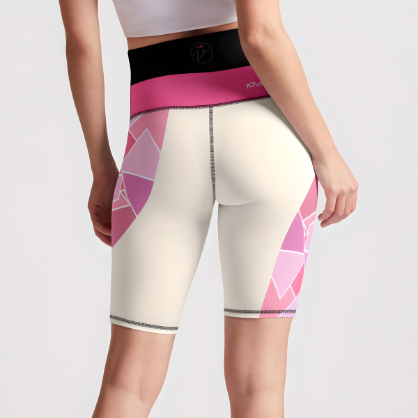 Steeple Series Cream with Black Trim High Waist Biker Short back view