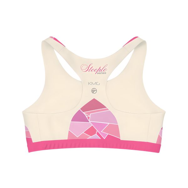 KMG Mk V Steeple Series Cream seamless sports bra back flatlay view