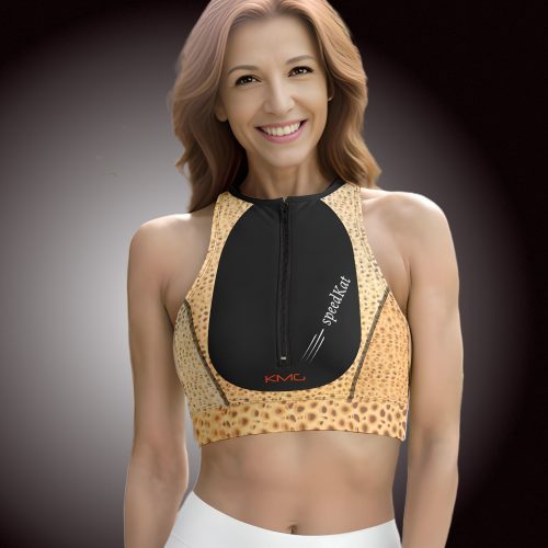 speedKat Classic Premium Zipup Sports Bra front view