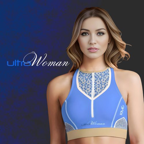 KMG Mk V UltraWoman Zipup Sports Bra with white trim front view