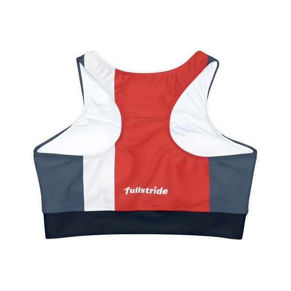 Full Stride Signature series fully lined padded sports bra back flatlay view