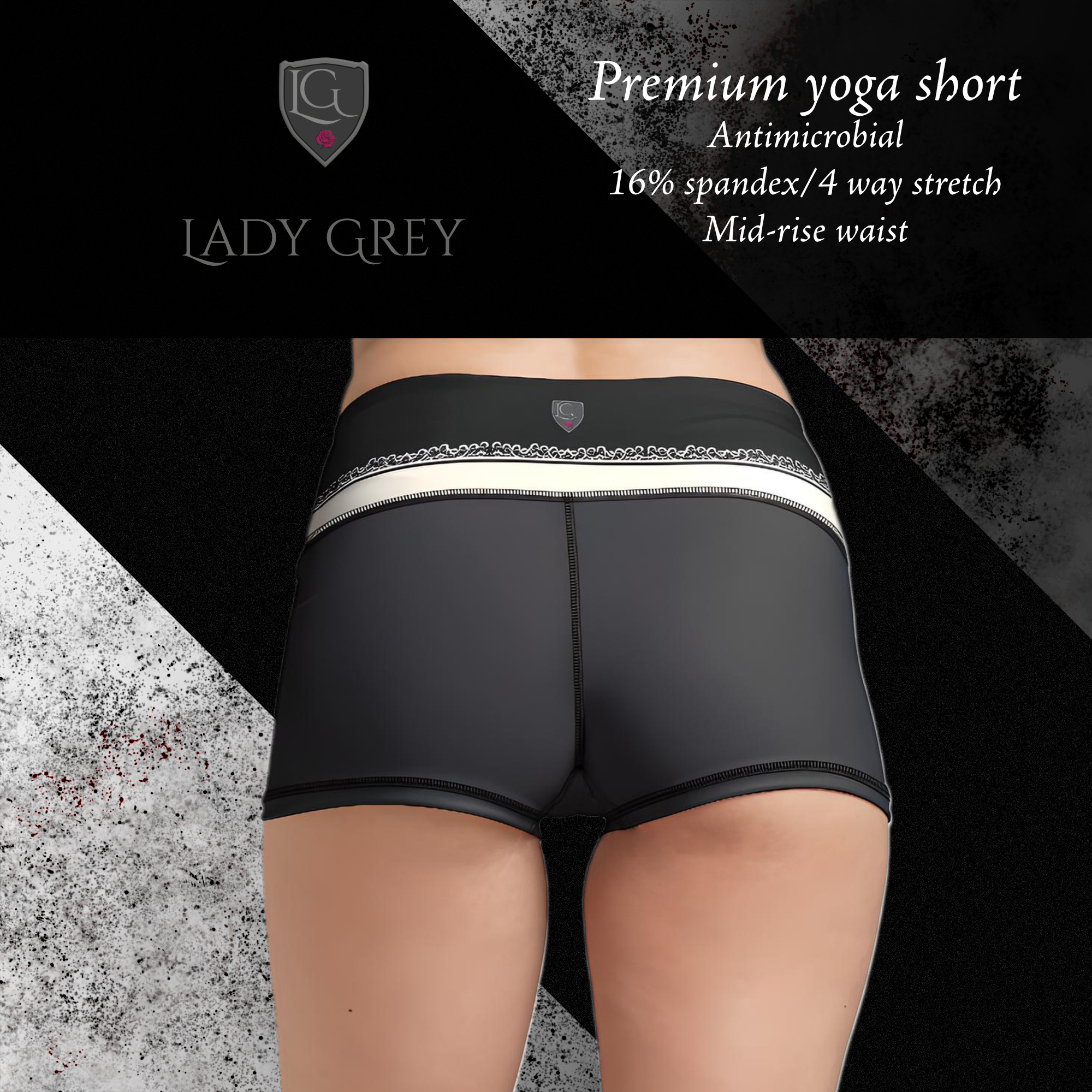 Lady Grey womens mid rise eco yoga short back view