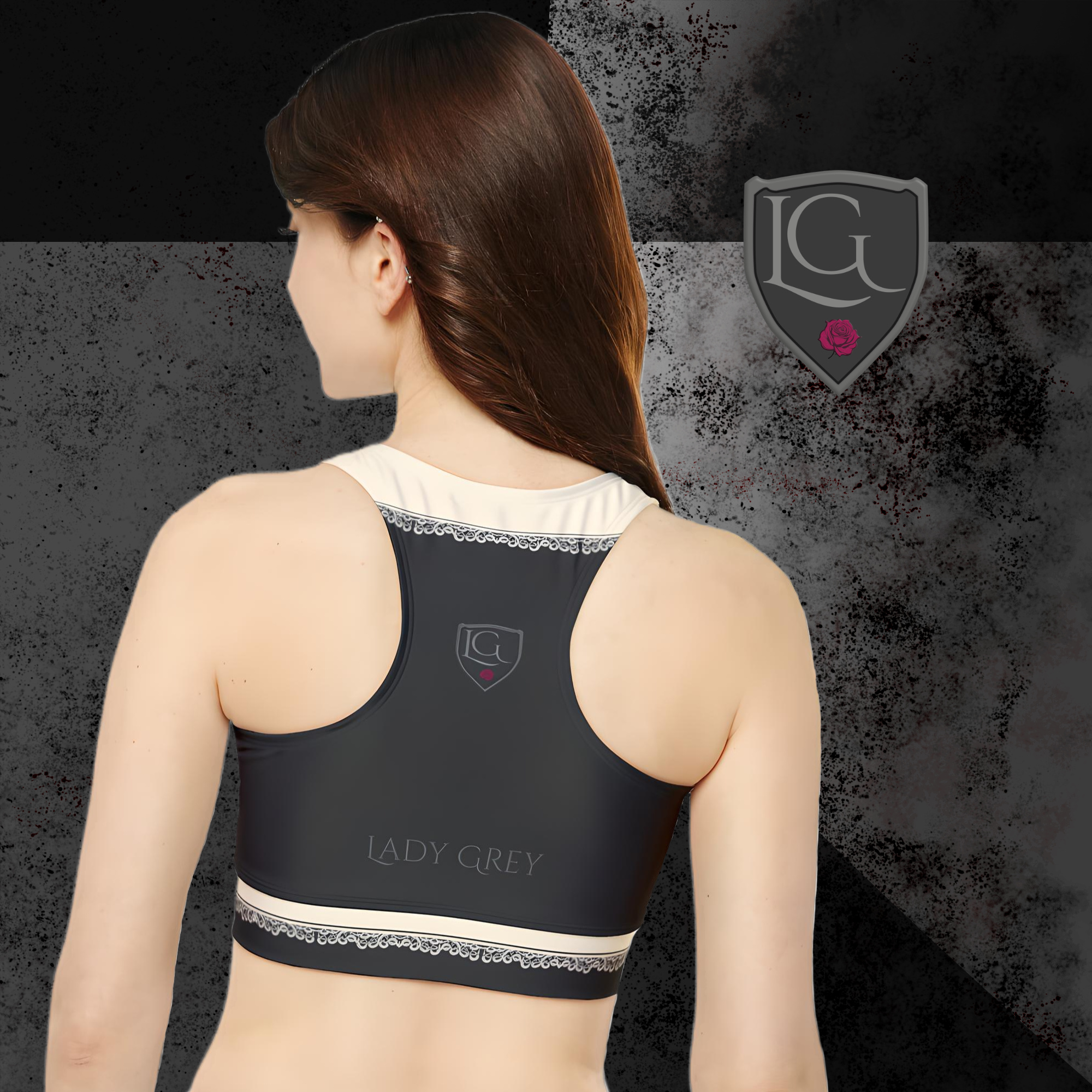 Lady Grey padded sports bra back view