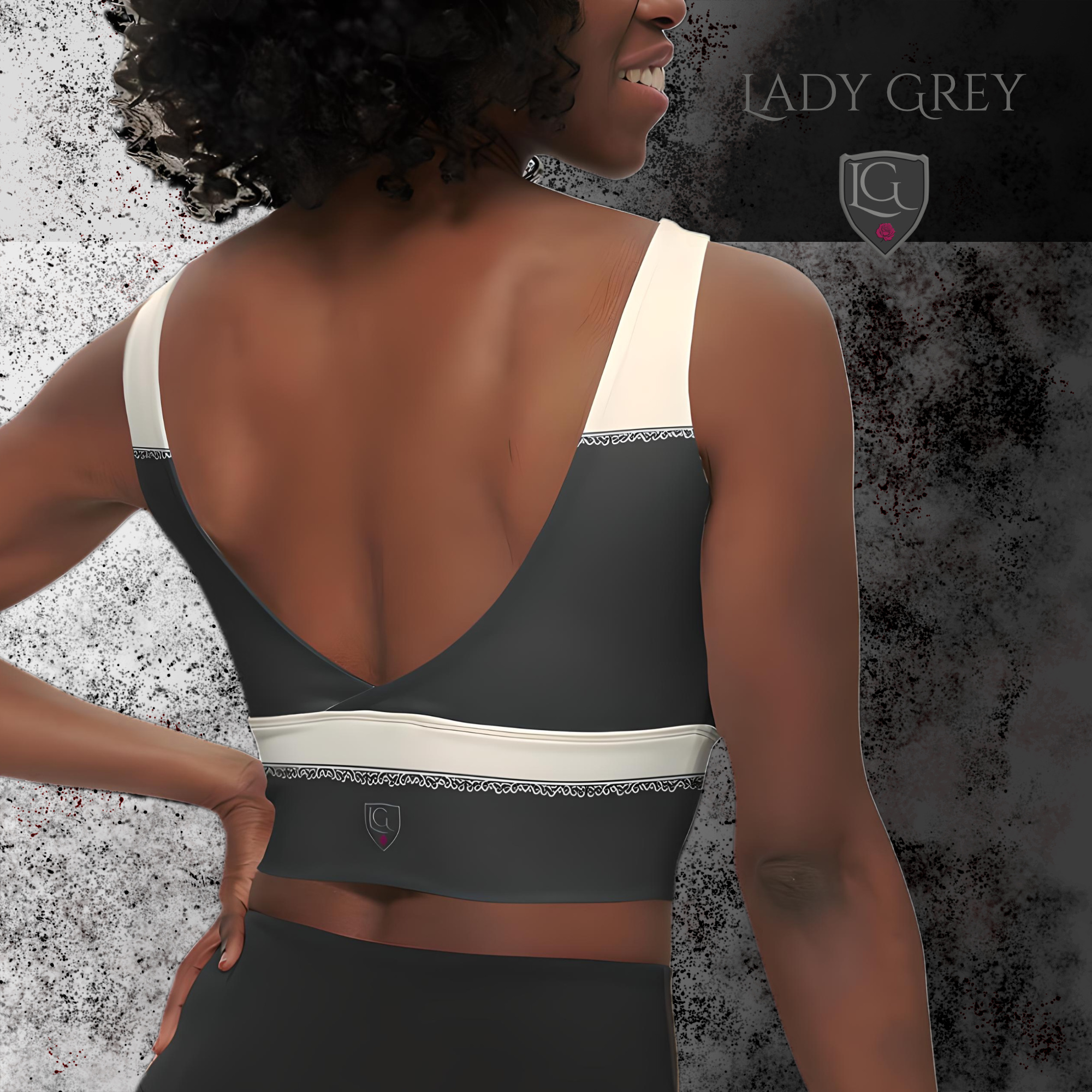 Lady Grey ultra premium longline sports bra back view