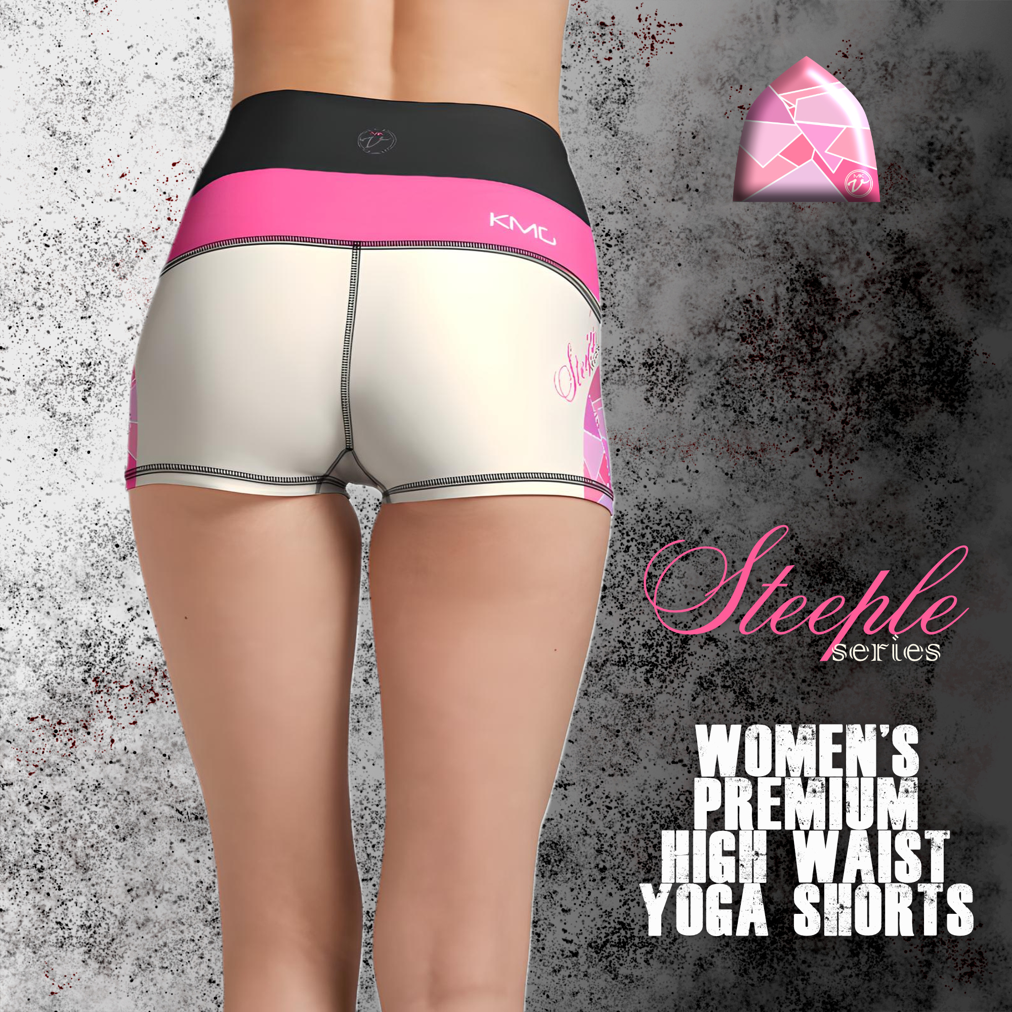 KMG Mk V Steeple Series high waist yoga shorts back view