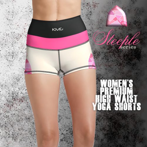 KMG Mk V Steeple Series high waist yoga shorts front view