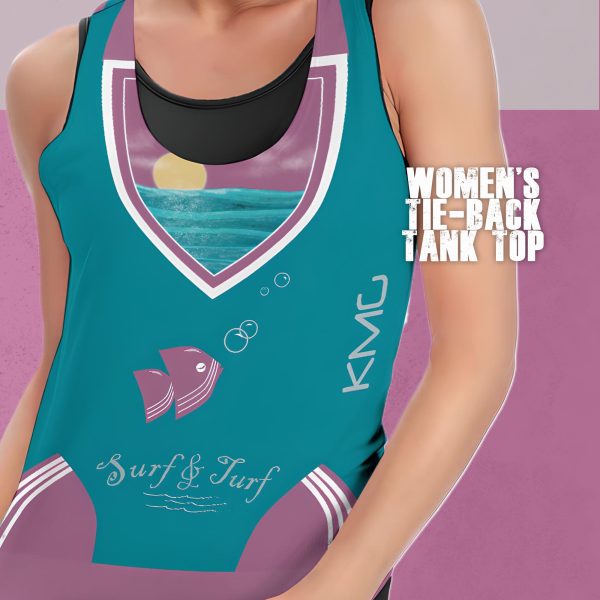 KMG Mk V Surf and Turf tie-back tank top front closeup