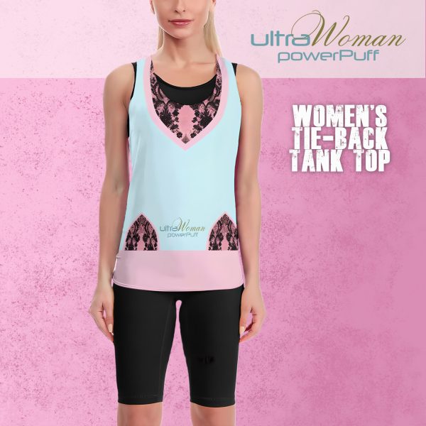 ultraWoman powerPuff tie-back tank top front view