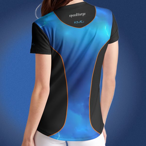 KMG Mk II speedSurge Blue womens crew tee back view