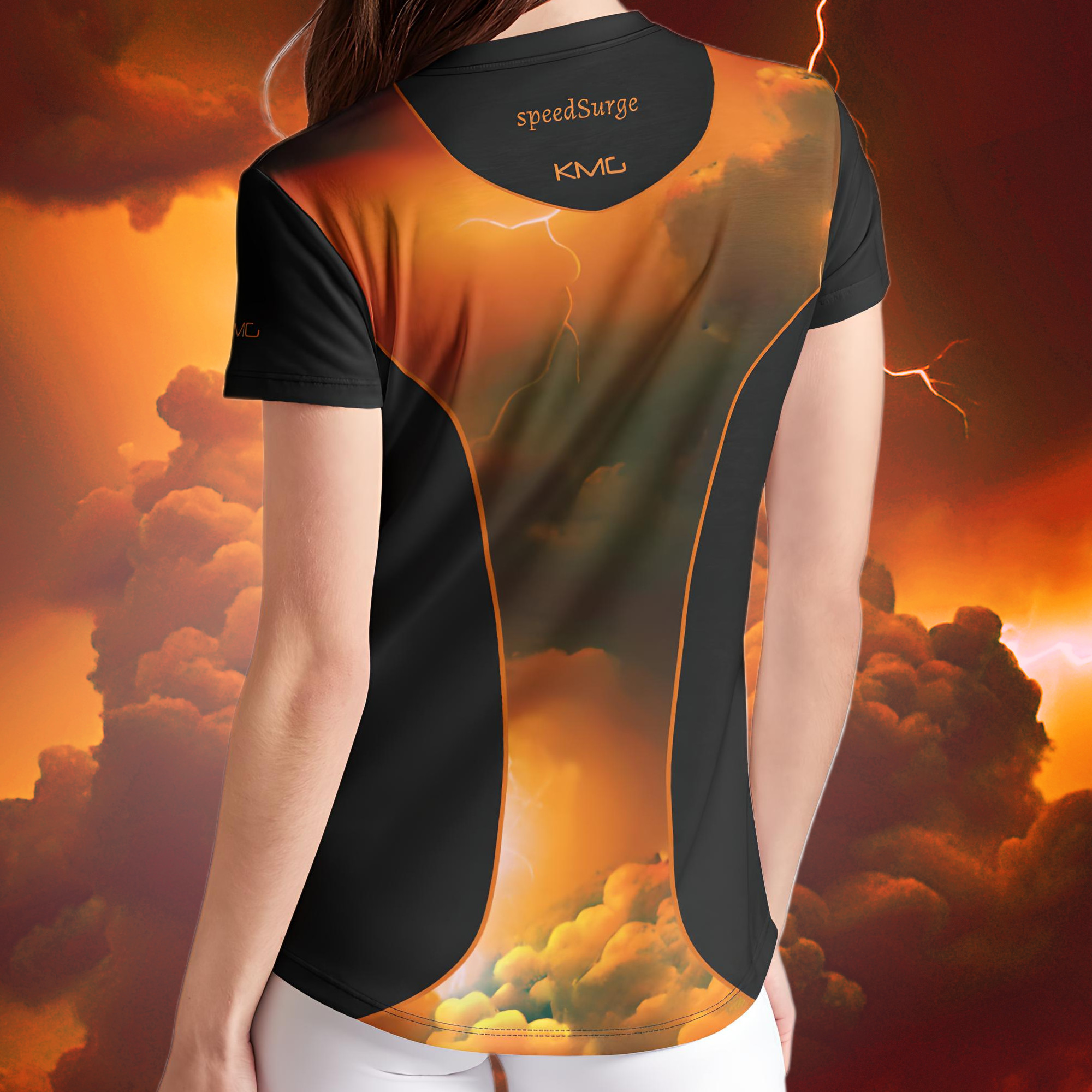 KMG Mk II speedSurge Orange womens crew tee back view