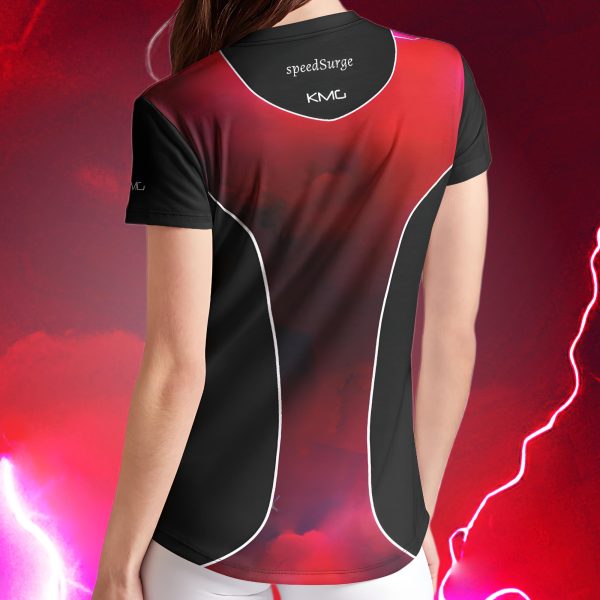 KMG Mk II speedSurge Red womens crew tee back view