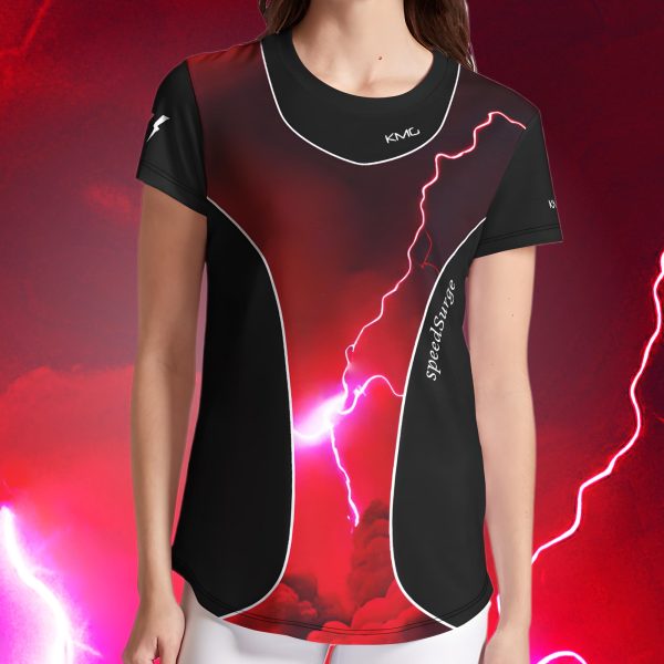 KMG Mk II speedSurge Red womens crew tee front view