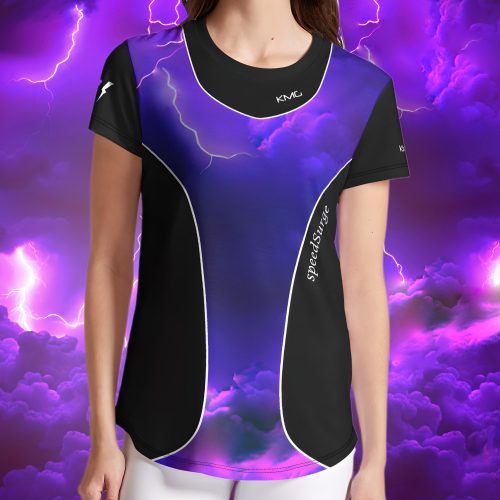 KMG Mk II speedSurge Violet womens crew tee front view