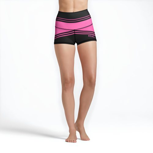 KMG Mk III Pink Power high waist yoga shorts front view