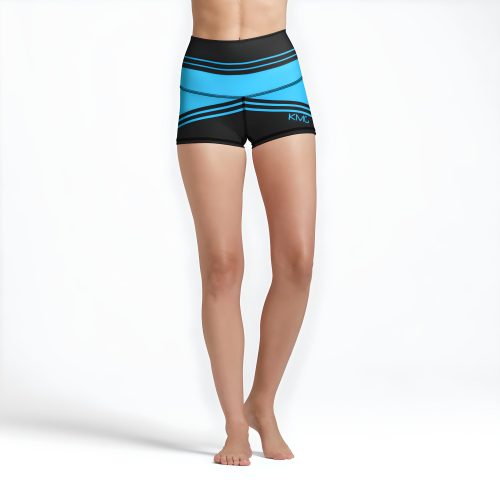 KMG Mk III Sky Blue high waist yoga shorts front view