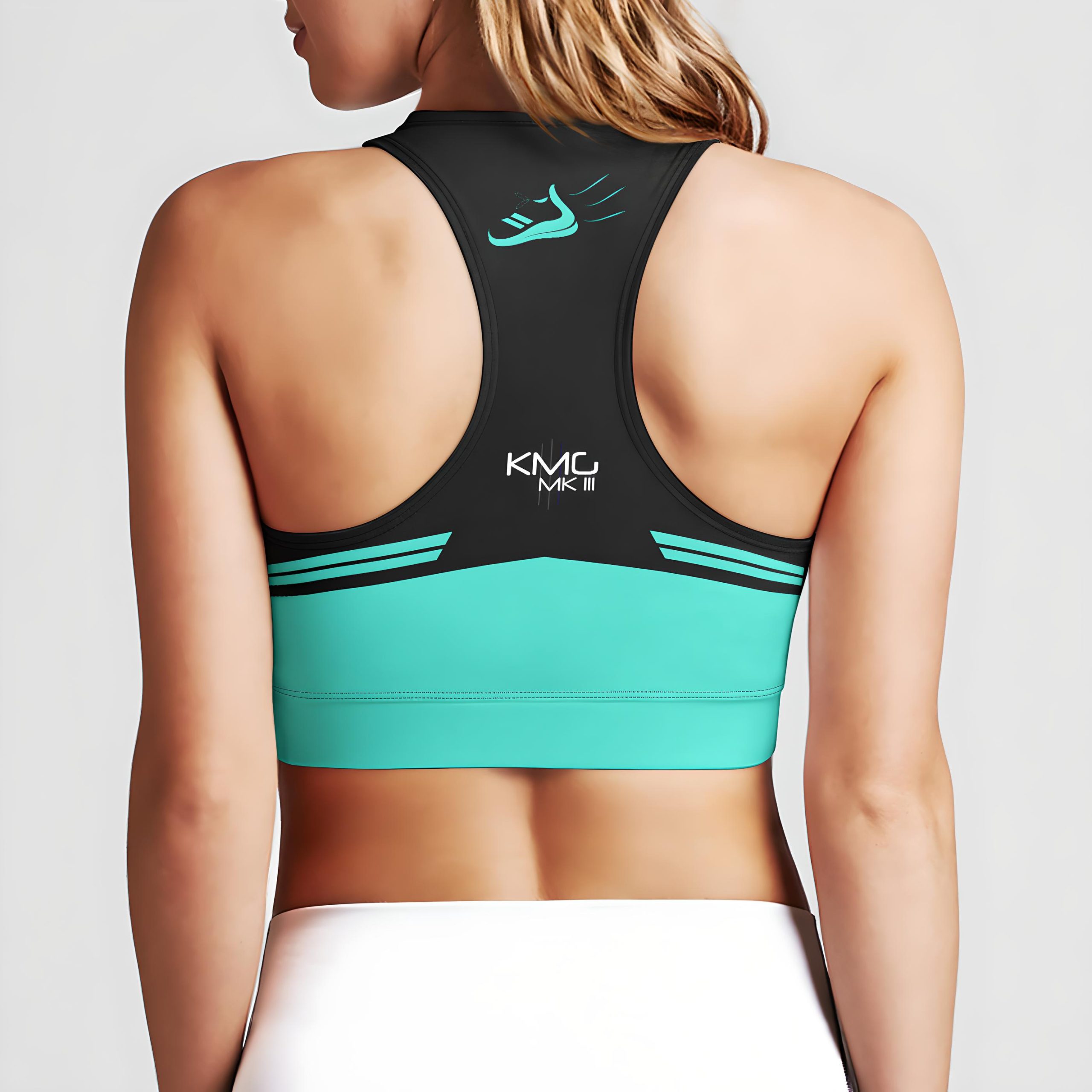 KMG Mk III Sublime Blue zipup sports bra back view