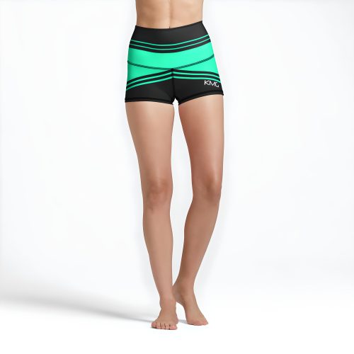 KMG Mk III Sublime Green high waist yoga shorts front view