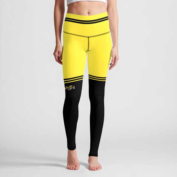 KMG Mk III Yellow and Black Attack high waist leggings front view