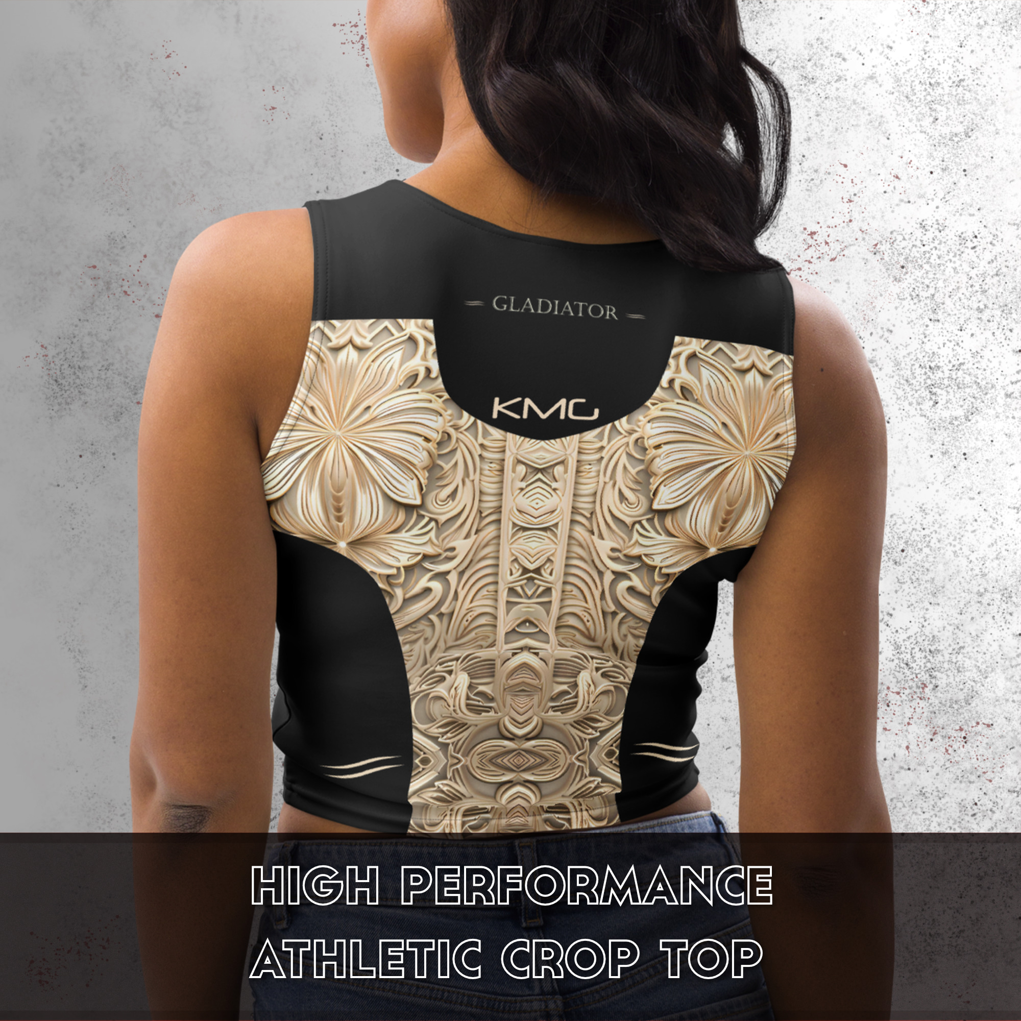 KMG Mk II Gladiator womens athletic crop top back view