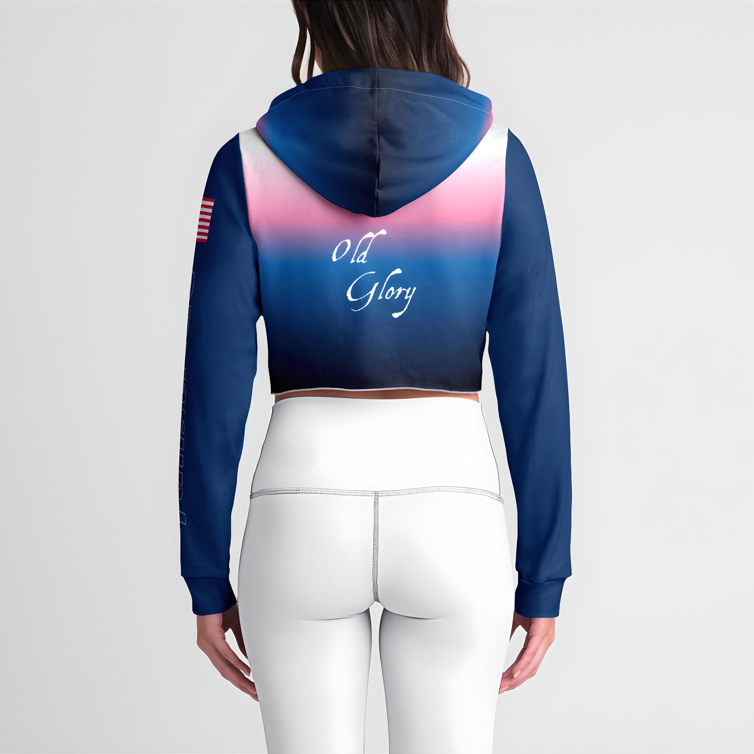 Old Glory womens crop hoodie back view