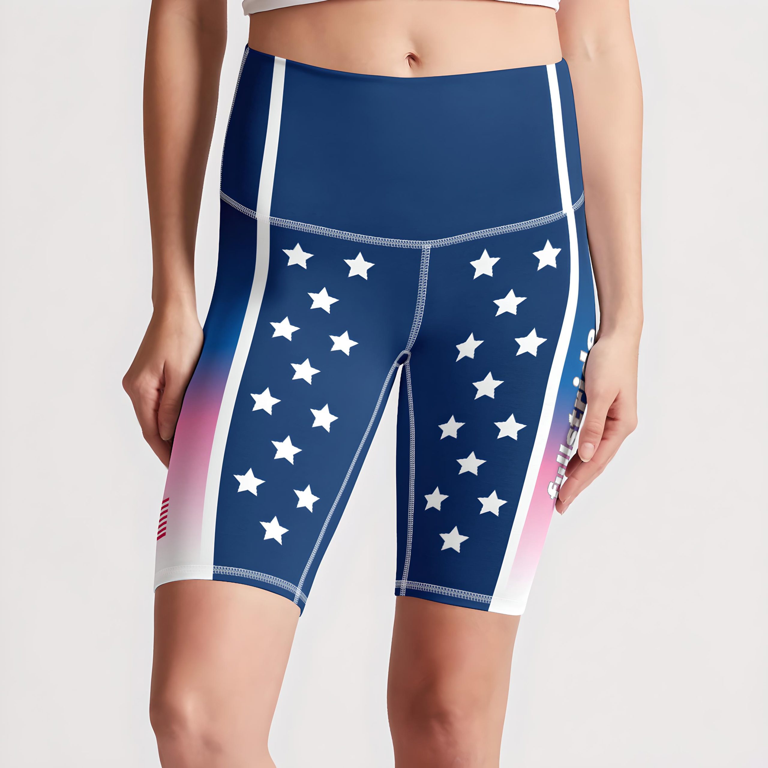 Old Glory high waist biker shorts front view