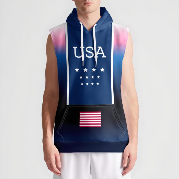 Old Glory mens sleeveless pullover hoodie front view