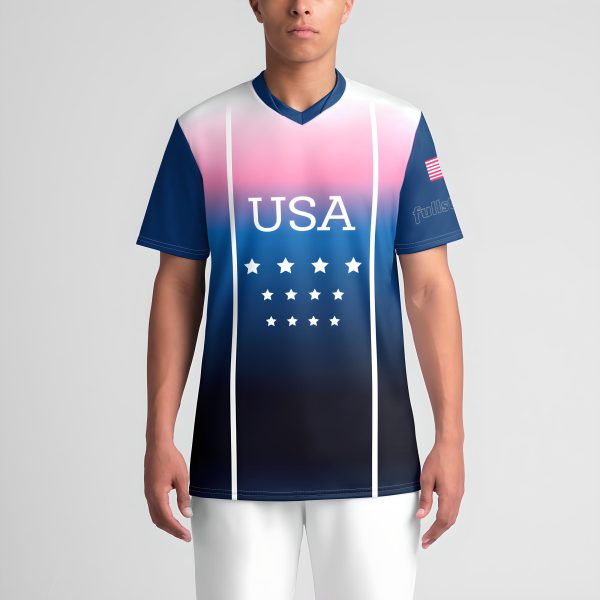 Old Glory mens v-neck sports jersey front view