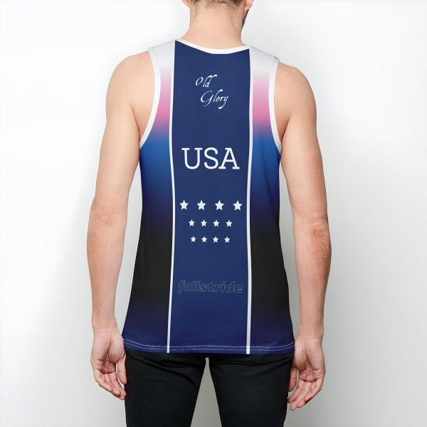 Old Glory mens binded tank top back view