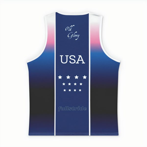 Old Glory mens binded tank top back flatlay view