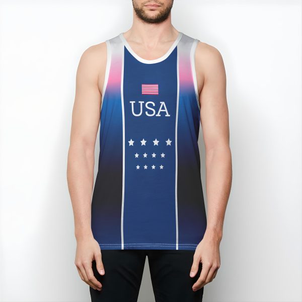 Old Glory mens binded tank top front view