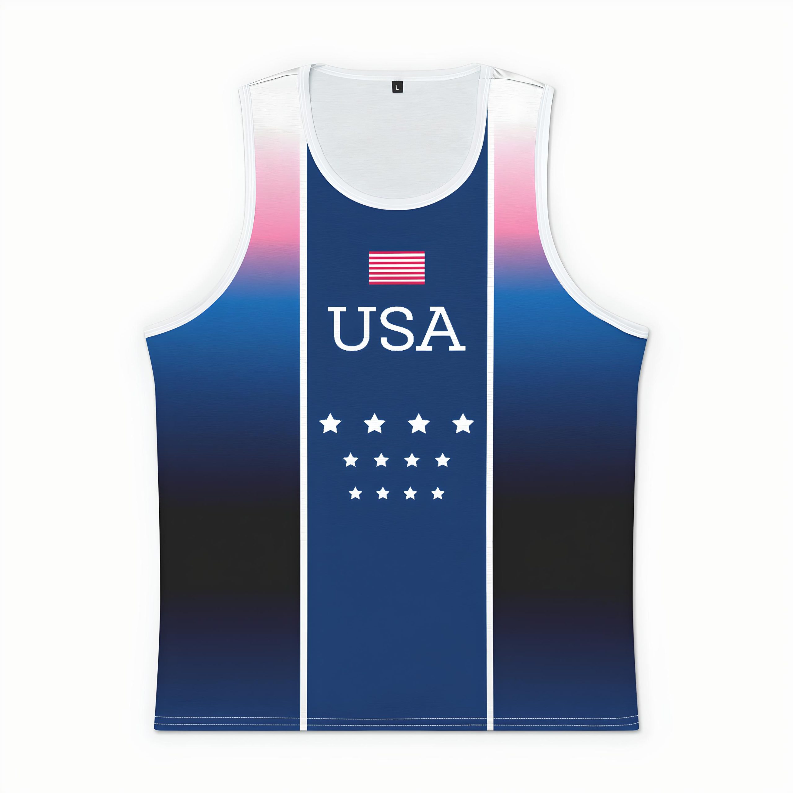 Old Glory mens binded tank top front flatlay view