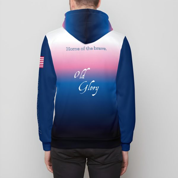 Old Glory unisex 7 oz pullover hoodie back view