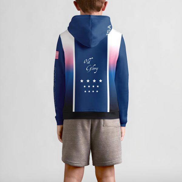 Old Glory Youth pullover hoodie back view