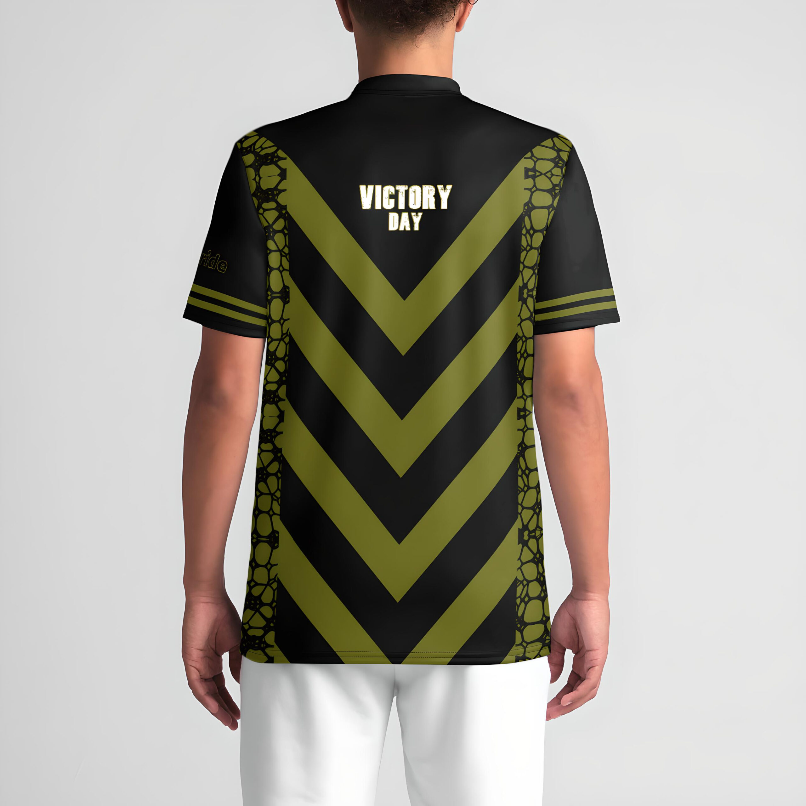 Victory Day fiji green mens sports jersey back view