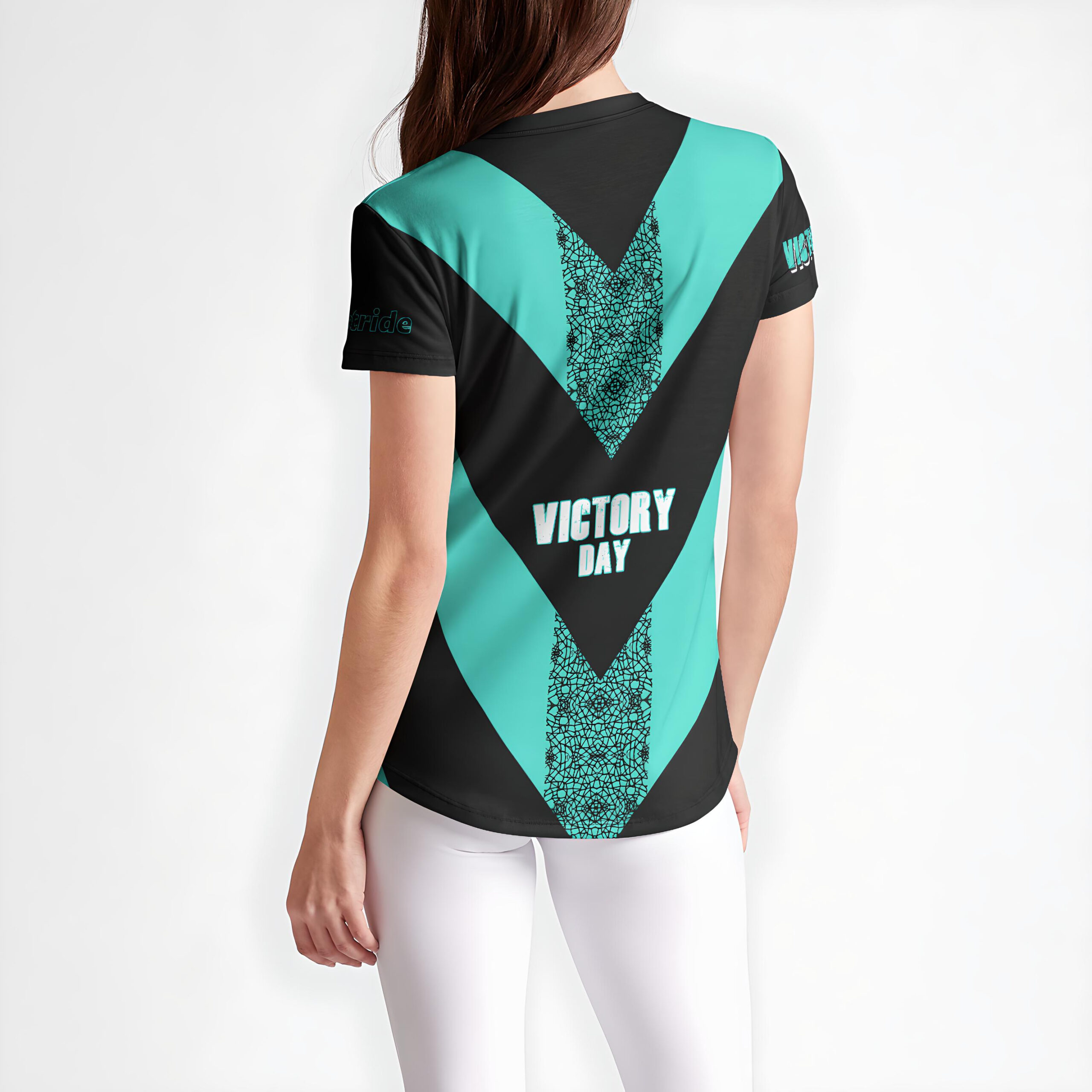 Victory Day Sublime Blue womens crew tee back view